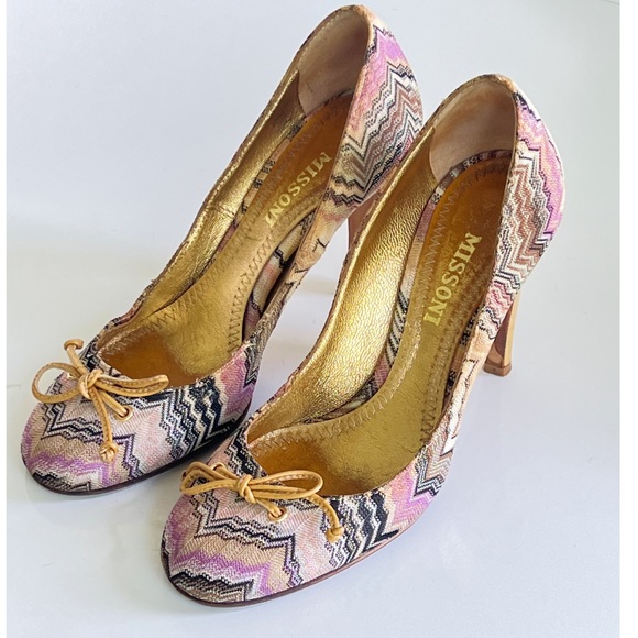 MISSONI Multicolored Chevron Pattern Pumps Shoes - Picture 6 of 16